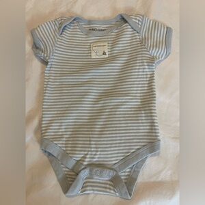 Burt's Bees Baby Light Blue & White Striped Short-Sleeve One-Piece